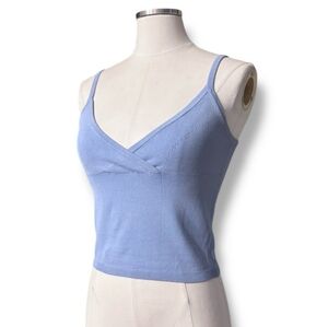 BEBE Light Blue Knit Seamless Cropped Camisole